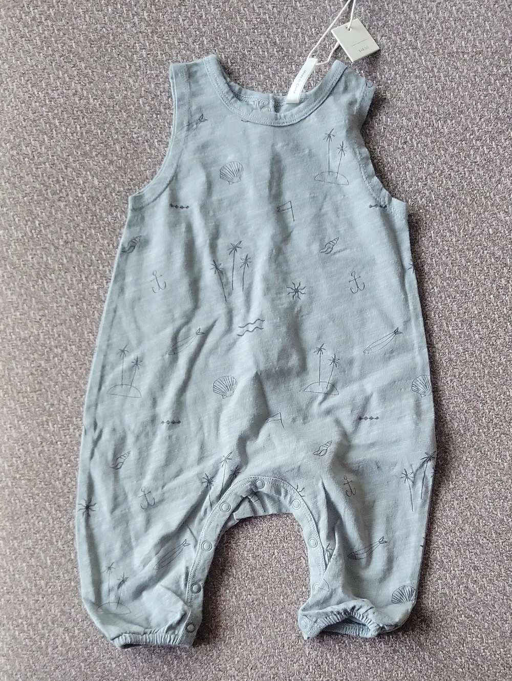 Rylee + Cru Mint Sage Sleeveless Printed Romper